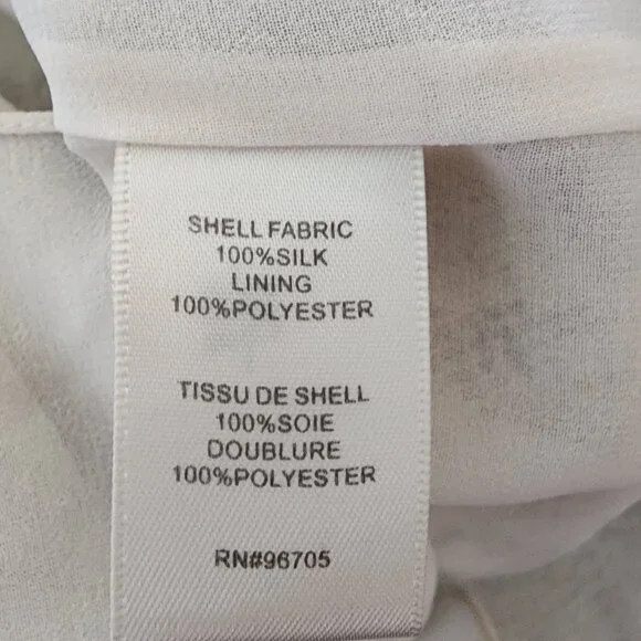 Rebecca Taylor Dress Silk A-Line Sleeveless V-Neck Midi Lined Neutral Size 0 - Picture 9 of 10